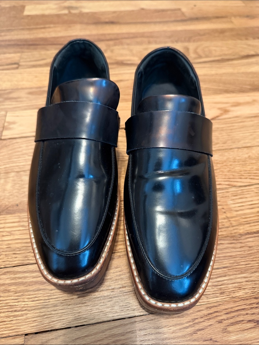 Sol Sana women’s Black Leather Platform Penny Loafers